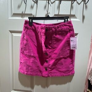 Pink Button-Front Skirt